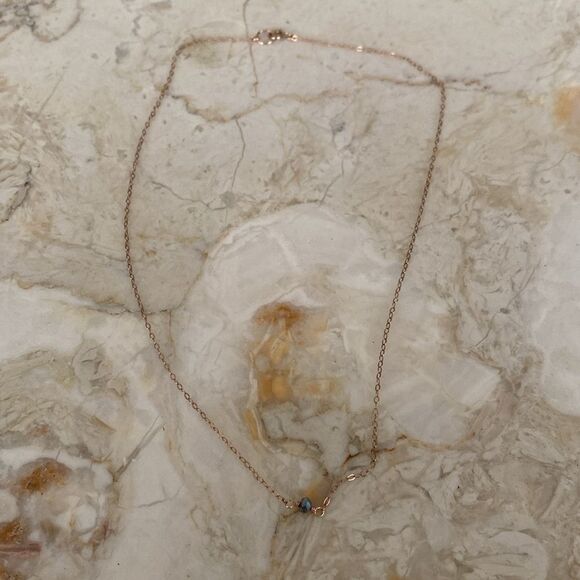 14K GF Rose Gold & Crystal Bead Fine Dainty Necklace - Picture 5 of 7